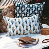 Bahaar Lumbar Throw Pillow Cover - Ginger & Blue