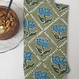 Noor Table Napkin - Olive & Blue Set of 2