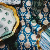 Nikhar Linen Hand-Printed Runner - Ink Blue