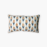 Bahaar Lumbar Throw Pillow Cover - Ginger & Blue