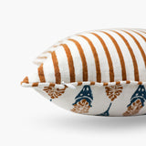 Bahaar Lumbar Throw Pillow Cover - Ginger & Blue