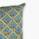 Noor Throw Pillow Cover - Olive & Blue