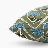 Noor Throw Pillow Cover - Olive & Blue