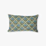 Noor Lumbar Throw Pillow Cover - Olive & Blue