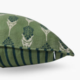 Bahaar Lumbar Throw Pillow Cover - Oil Green