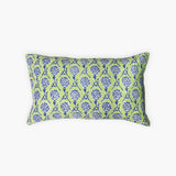 Nikhar - Lumbar Linen Throw Pillow Cover - Lily Green