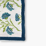 Bella Hand Printed Table Runner - Olive Green & Blue