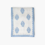 Nila - Pure Linen Hand-Printed Table Runner - Pastel Blue