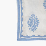 Nila - Pure Linen Hand-Printed Table Runner - Pastel Blue