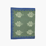 Sara - Pure Linen Hand-Printed Table Runner - Oil Green