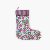 Block-Printed Quilted Christmas Stocking - Pink Cherry