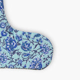 Block-Printed Quilted Christmas Stocking - Sky Blue