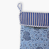 Block-Printed Quilted Christmas Stocking - Azure Blue