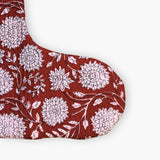 Block-Printed Quilted Christmas Stocking - Cherry Red