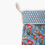 Block-Printed Quilted Christmas Stocking - Steel Blue