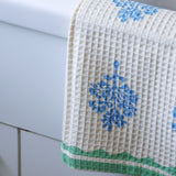 Sara - Cotton Waffle Kitchen Towel - Pastel Green & Blue