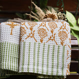 Nikhar Harmony Cotton Waffle Kitchen Towels - Mixed Set of 2