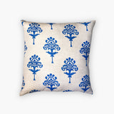 Blue Harmony - Pure Linen Block Printed Throw Pillow Cover - 20X20"