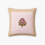 Rumi Floral Embroidered Linen Pillow Cover – Pink & Biscuit Brown