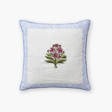 Rumi Floral Embroidered Linen Pillow Cover – Blue