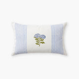 Vera Floral Lumbar Linen Pillow Cover - Blue