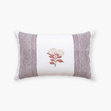 Vera Floral Lumbar Linen Pillow Cover - Wine Red