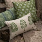 Neera Lumbar Hand-Printed Pillow Cover - Fern Green