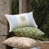Vera Floral Lumbar Linen Pillow Cover - Blue