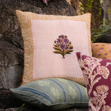 Rumi Floral Embroidered Linen Pillow Cover – Pink & Biscuit Brown