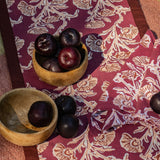 Bella Hand Printed Table Runner - Wine Red