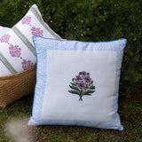 Rumi Floral Embroidered Linen Pillow Cover – Blue