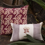Vera Floral Lumbar Linen Pillow Cover - Wine Red