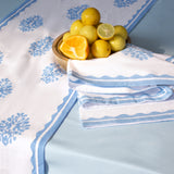 Nila - Pure Linen Hand-Printed Table Runner - Pastel Blue