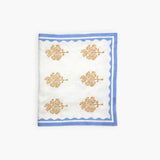 Sara - Pure Linen Hand-Printed Table Runner - Pastel Blue & Butter Yellow