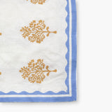 Sara - Pure Linen Hand-Printed Table Runner - Pastel Blue & Butter Yellow