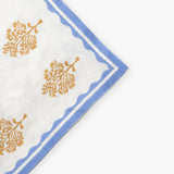 Sara - Pure Linen Hand-Printed Table Runner - Pastel Blue & Butter Yellow